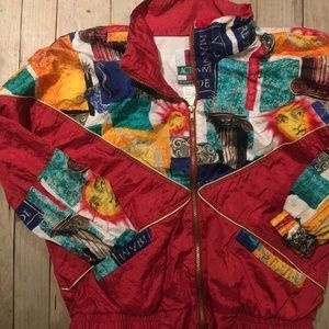 Vintage 90s Greece Windbreaker Zip Up Jacker
